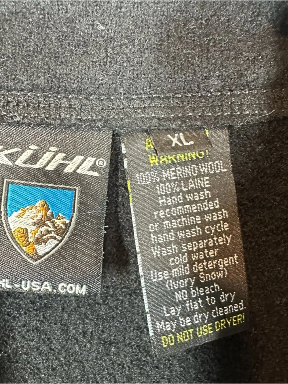 KUHL Men's XL Black 100% Merino Wool Full Zip Sweater Jacket
